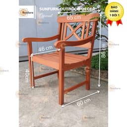 Ghế Đơn Sân Vườn SUNFURN Gỗ Tràm Solid - Ghế Bench 1 Chỗ Ngồi Ban công, Chống Mối Mọt, Thiết Kế Tối Giản Cho Quán Cafe 2