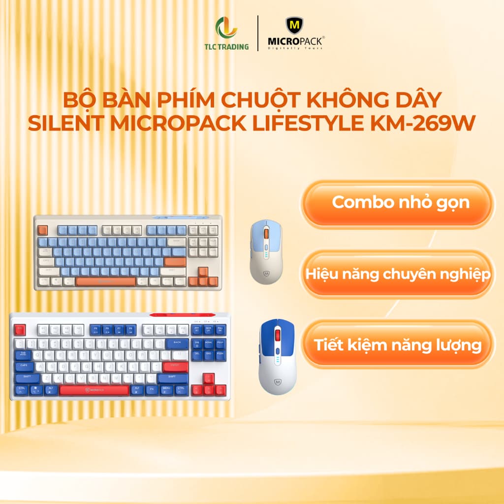 Bộ bàn phím chuột không dây Silent MicroPack Lifestyle KM-269W