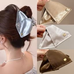 Kẹp tóc vỏ sò satin tam giác phong cách retro phụ kiện tóc nữ 3