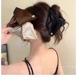Kẹp tóc vỏ sò satin tam giác phong cách retro phụ kiện tóc nữ 1