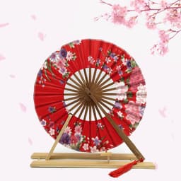 Quạt Xếp Tròn Cổ Phong Nan Gỗ - Quạt Gấp Gọn Vòng Tròn Họa Tiết Cổ Trang Trung Hoa Nhật Bẩn Cầm Tay 7