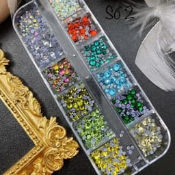 Khay đá nail chân lưới 12 ô đủ kích cỡ, nhiều màu sắc đính móng nổi bật siêu sáng  3