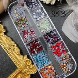 Khay đá nail chân lưới 12 ô đủ kích cỡ, nhiều màu sắc đính móng nổi bật siêu sáng  4