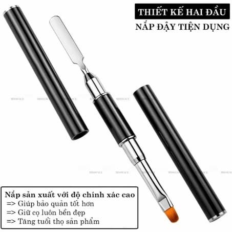 Cọ Đắp Gel Gôm đa năng 2 đầu, Chổi đắp gel và Bút tán gel Cán Đen chuyên dụng cho dân làm nail