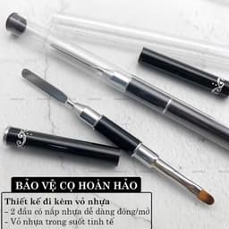 Cọ Đắp Gel Gôm đa năng 2 đầu, Chổi đắp gel và Bút tán gel Cán Đen chuyên dụng cho dân làm nail 5
