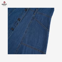 Váy denim nữ dáng xòe cổ V GENVIET JEANS thắt eo tôn dáng trẻ trung cotton USA cao cấp che bụng 9085 7