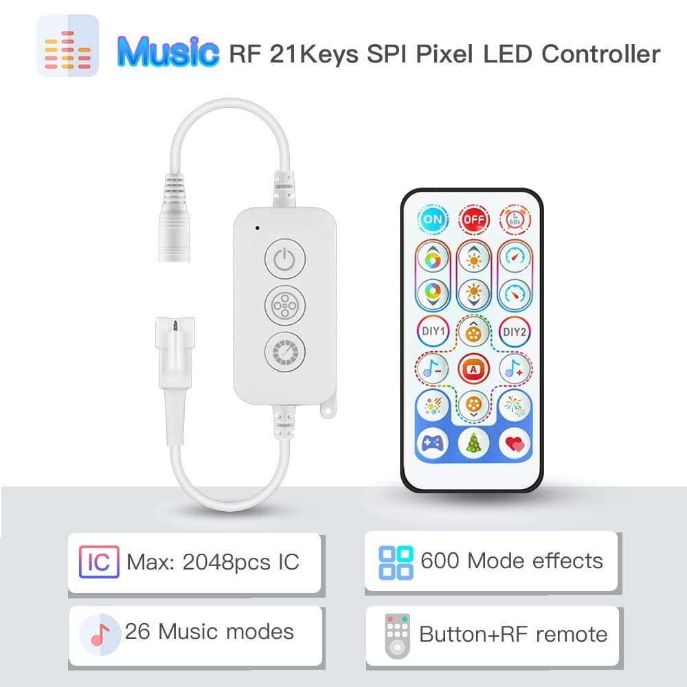 OP103 BỘ ĐIỀU KHIỂN LED FULL MÀU ARGB WS2812 WS2811 WS2815 NHÁY THEO NHẠC HỖ TRỢ REMOTE