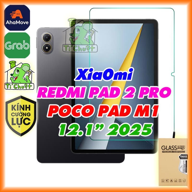 [Ảnh Thật] Kính CL MTB Xia0mi REDMI PAD 2 PRO - POCO PAD M1 12.1" 2025 Cường Lực 2.5D-9H-0.26mm