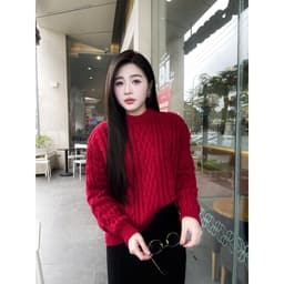 Áo len Nữ dài tay Evalover Hoạ Tiết Vặn Thừng Cổ Tròn Form Áo Free Size Co Giãn, chất len dầy dặn M905 8