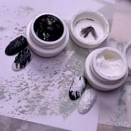 Hũ gel xi măng nail vẽ móng 2 màu trắng, màu đen, Gel Thạch Cao trang trí móng đẹp mắt 1