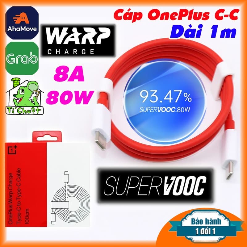 [Dài 1m] Cáp OnePlus C-C 8A Sạc Siêu Nhanh SuperVOOC 80W Warp 65W ZIN Chính Hãng dùng OK cho OPPO REALME