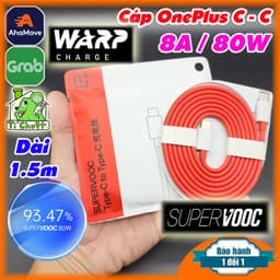 [Dài 1.5m] Cáp OnePlus C-C 8A Sạc Siêu Nhanh SuperVOOC 80W Warp 65W ZIN Chính Hãng dùng OK cho OPPO REALME 1