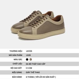 [4-25/9 TẶNG QUÀ TRUNG THU 599K] Giày Sneaker Nam LECOS LG28 Da Bò Thật Tôn Dáng Nam Tính đi Chơi 3