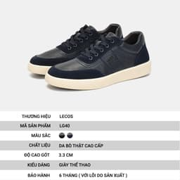 [4-25/9 TẶNG QUÀ TRUNG THU 599K] Giày Sneaker Nam LECOS LG40 Da Bò Thật Thoáng Khí Lót Êm Chống Mỏi 3
