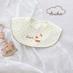 Yếm ăn dặm xô muslin Anchee cổ tròn cho bé – Mềm nhẹ, thấm hút tốt, nhiều mẫu xinh 4