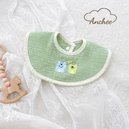 Yếm ăn dặm xô muslin Anchee cổ tròn cho bé – Mềm nhẹ, thấm hút tốt, nhiều mẫu xinh 5