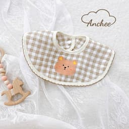 Yếm ăn dặm xô muslin Anchee cổ tròn cho bé – Mềm nhẹ, thấm hút tốt, nhiều mẫu xinh 7