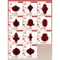 Combo 4 cái,10 cái đèn lồng giấy đỏ mix hình trang trí tết 9