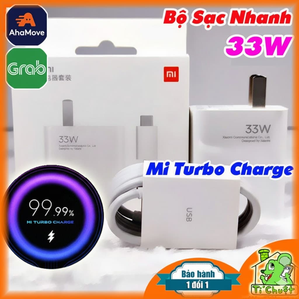 [Chính Hãng] Bộ Sạc Nhanh Xia0mi 33W Mi Turbo Charge Sạc Cáp ZIN Bóc Máy