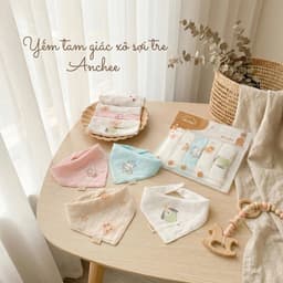 Set 5 yếm xô sợi tre tam giác cho bé Anchee 2
