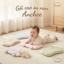 Gối cao su non chữ B cho bé Anchee, có thể tháo vỏ 3