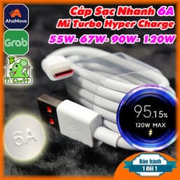 [ZIN Bóc Máy] Cáp Sạc Nhanh Xia0mi 6A Mi Turbo/ Hyper Charge 55W 67W 90W 120W USB Type-C Lõi Cam Chính Hãng 1