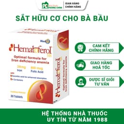 Sắt Hữu Cơ Cho Bà Bầu MedEq Hematoferol - Hỗ Trợ Giảm Nguy Cơ Thiếu Máu Do Thiếu Sắt 30 Viên/Hộp 1