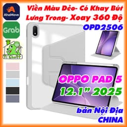 [Cho Máy Nội Địa CHINA] Bao Da MTB OPPO PAD 5 12.1" 2025 OPD2506 Dimensity 9400+ Xoay 360 Độ Lưng Trong Suốt Viền Dẻo 1