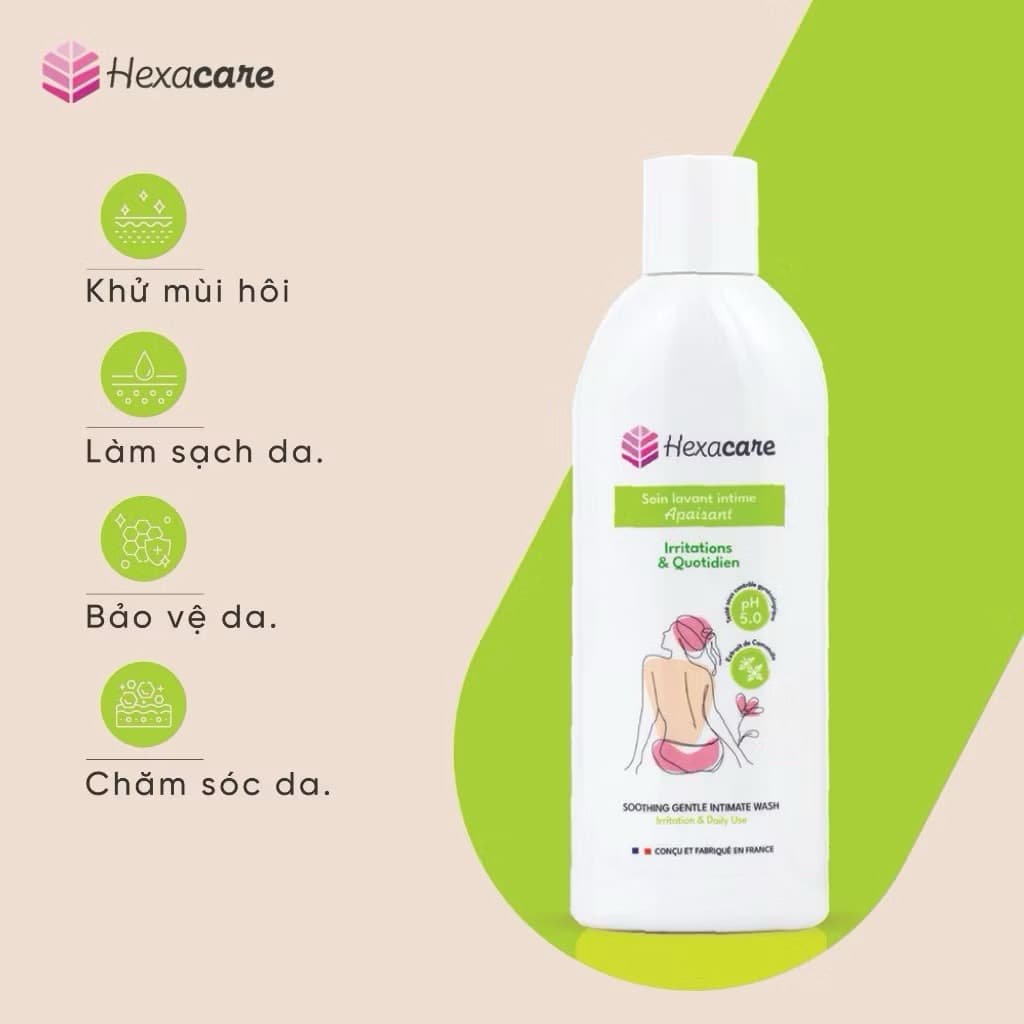 Hexacare – dịu nhẹ, làm sạch, cân bằng pH 5.0, xua tan kích ứng, viêm nhiễm, khí hư  bảo vệ nàng mỗi ngày!