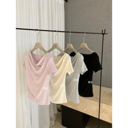 𝑨𝒏𝒏 𝑺𝒕𝒖𝒅𝒊𝒐 [𝑻𝒉𝒆𝑴𝒂𝒚 x 𝐖𝐆𝐖𝐄] Áo Thun Cổ Đổ Nữ Tay Ngắn WG.WE 8835, Áo Thun Trễ Vai Trơn Basic Coton Mềm Co Giãn 3