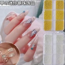 Khay Bi nhỏ Vuông 6 size trang trí móng tay hai màu vàng- trắng nổi bật Nail Michi Store 2