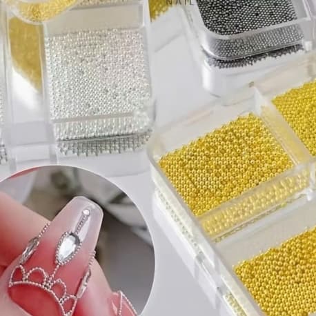 Khay Bi nhỏ Vuông 6 size trang trí móng tay hai màu vàng- trắng nổi bật Nail Michi Store