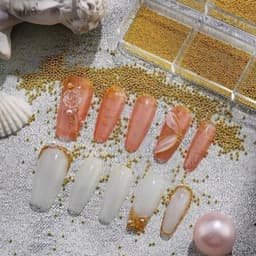 Khay Bi nhỏ Vuông 6 size trang trí móng tay hai màu vàng- trắng nổi bật Nail Michi Store 6