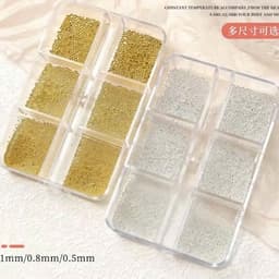 Khay Bi nhỏ Vuông 6 size trang trí móng tay hai màu vàng- trắng nổi bật Nail Michi Store 7