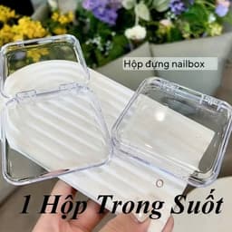 Hộp đựng nailbox móng tay, hộp mica nail box trong suốt hình vuông Tiệm Nail Nhà SuMi 4