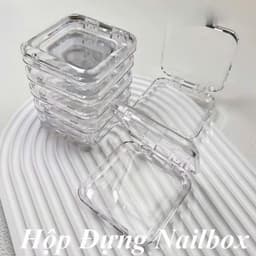 Hộp đựng nailbox móng tay, hộp mica nail box trong suốt hình vuông Tiệm Nail Nhà SuMi 5