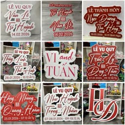 Bảng tên dâu rể ngày cưới, bảng tên đám cưới trang trí gia tiên. 4