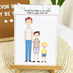 Thẻ Flash EVON BABY dạy bé tập nói - Bé tập so sánh - DÀI NGẮN 8