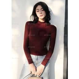 Áo Thun Nữ Dài Tay Ôm Body Cổ 5cm Chất Thun Min Co Giãn 4 Chiều Mềm Mịn BYJANE – 801 5