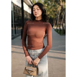 Áo Thun Nữ Dài Tay Ôm Body Cổ 5cm Chất Thun Min Co Giãn 4 Chiều Mềm Mịn BYJANE – 801 4