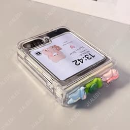 [CÓ SẴN] Ốp Z FLIP 8 - Z FLIP 6 - Z FLIP5 - FLIP7 5G trong suốt nhựa cứng charm dễ thương cute kèm thanh bảo vệ bản lề 5
