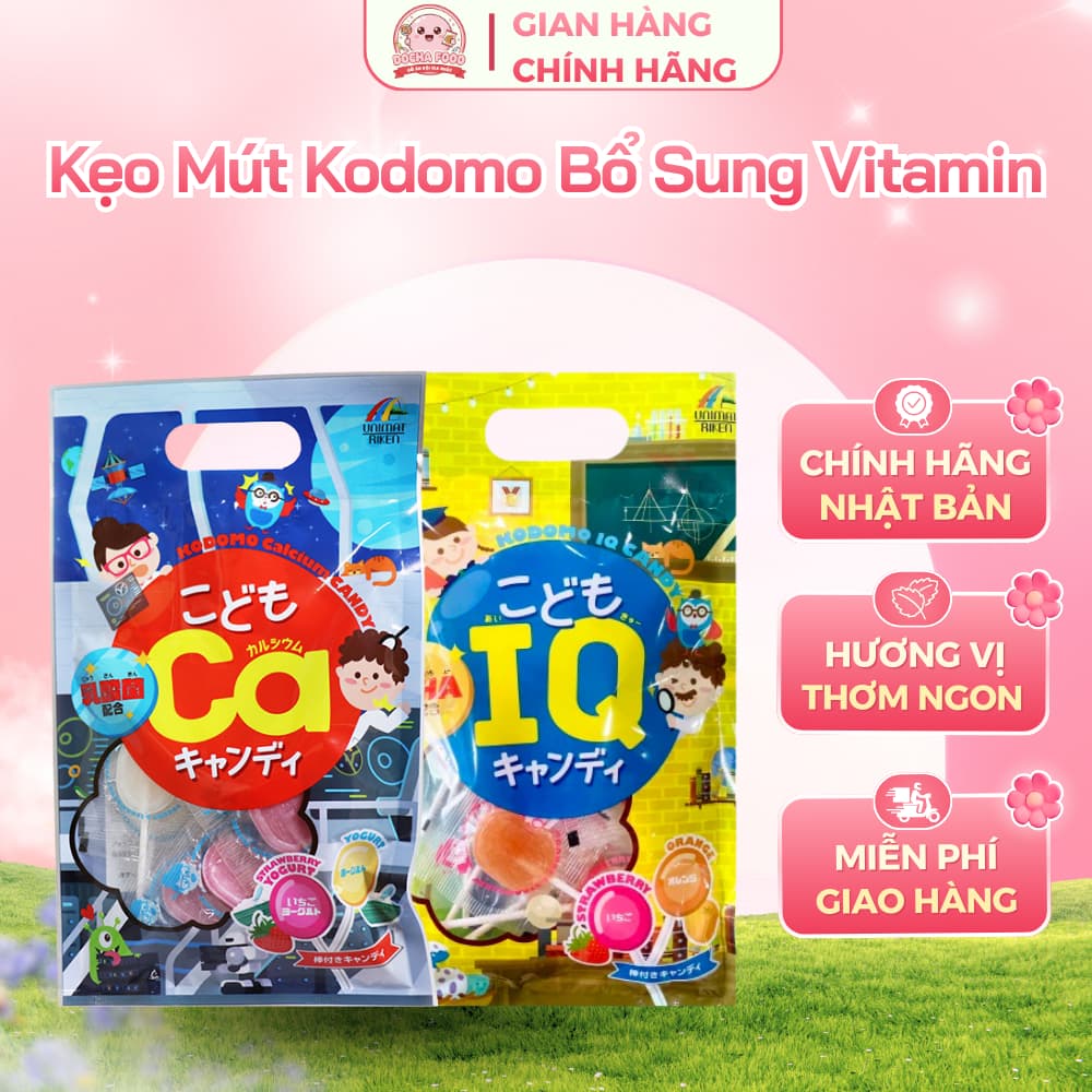 [Nội địa Nhật] Kẹo mút KODOMO IQ/CA Bổ Sung CANXI & DHA Cho bé Vị Trái Cây