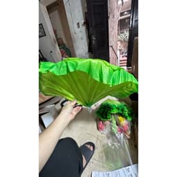 FREESIP 1 cái lá sen bằng vải phi khung tre, phun kim tuyến hàng to 3 tầng lá cao cấp 7