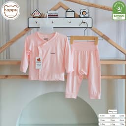 Combo 3-5 Bộ Quần Áo Sơ Sinh Dài Tay Happy Cạp Cao Màu Chất Vải Petit Bamboo Thấm Hút Cho Bé sơ sinh 2