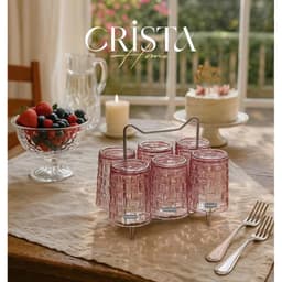 BỘ 06 CỐC VÂN CARO 280ml CRISTA HOEM 60201– DECOR- QUÀ TẶNG CAO CẤP 3