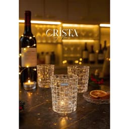 BỘ 06 CỐC VÂN CARO 280ml CRISTA HOEM 60201– DECOR- QUÀ TẶNG CAO CẤP 6