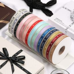 Ruy Băng Gói Quà In Họa Tiết Chữ Bản 1cm – 2.5cm | Cuộn 40 Yards Nhiều Màu 6