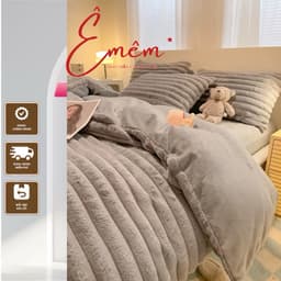 Bộ vỏ chăn ga gối nỉ nhung lông thỏ siêu mềm mịn 1