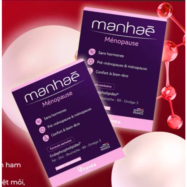 Manhea Ménopause ( HỘP 30 viên) Viên uống bổ sung nội tiết tố  giảm  bốc hỏa, tiểu đêm > BUN BUN SHOP