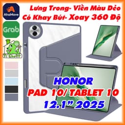 [Xoay 360 Độ] Bao Da MTB HONOR TABLET PAD 10 12.1" 2025 Lưng Cứng Trong Suốt Viền Dẻo 1